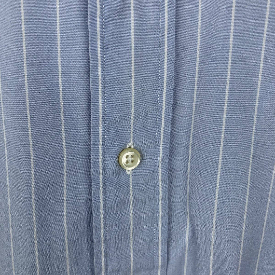 Ralph Lauren Classic Fit short sleeve button down striped shirt, men's size M cotton Blue type light blue Vintage Second Hand