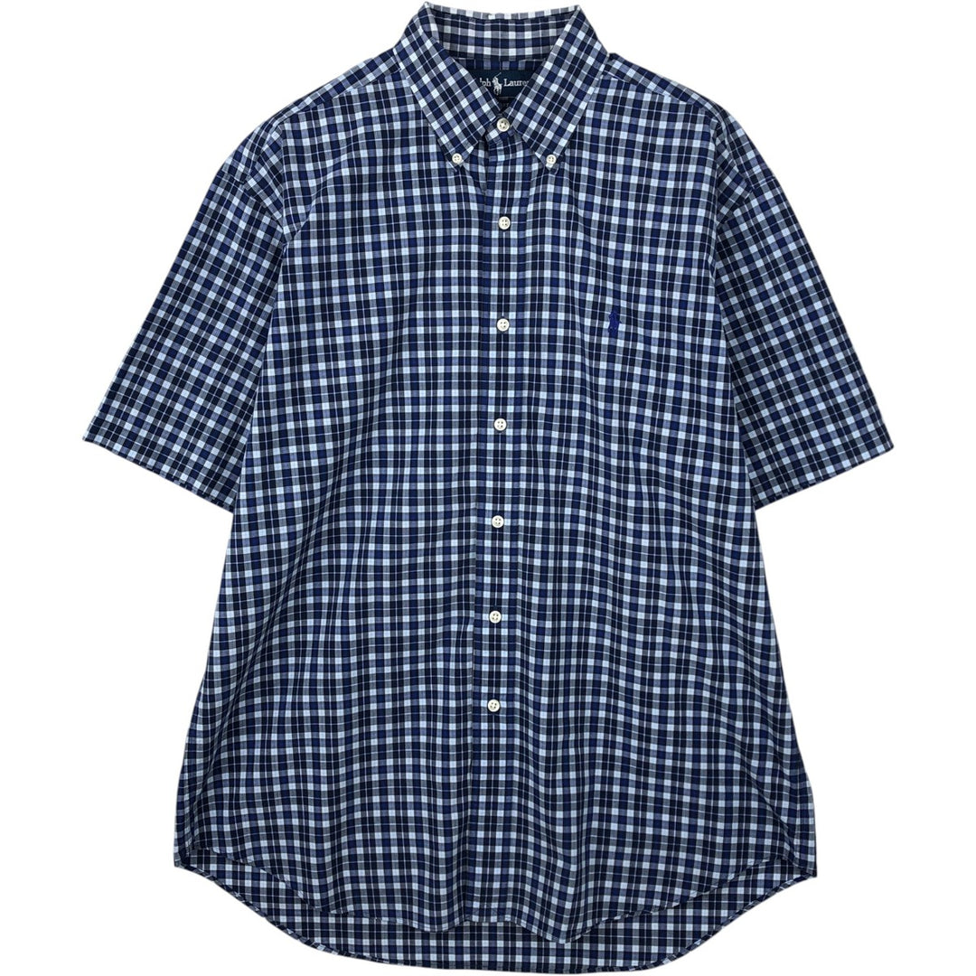 Ralph Lauren BLAKE short sleeve button down check shirt, men's size M cotton blue type Vintage Second Hand