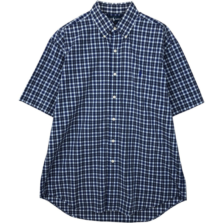 Ralph Lauren BLAKE short sleeve button down check shirt, men's size M cotton blue type Vintage Second Hand
