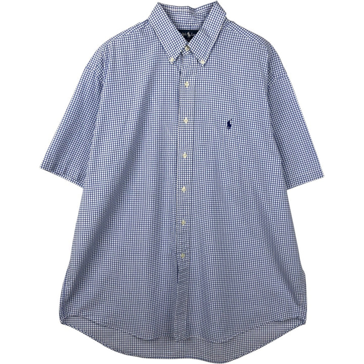 Ralph Lauren BLAKE short sleeve button down check shirt men's XL size cotton white type Vintage Second Hand
