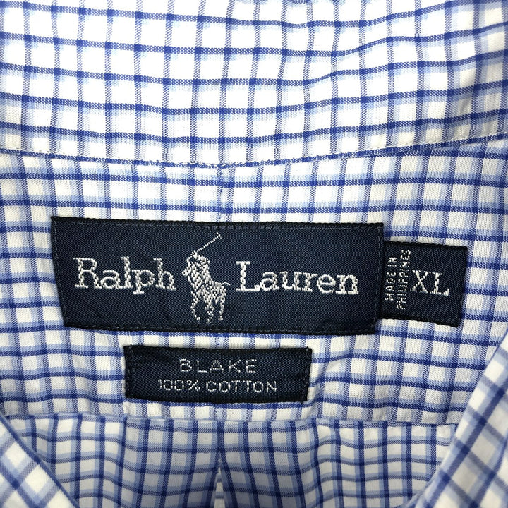 Ralph Lauren BLAKE short sleeve button down check shirt men's XL size cotton white type Vintage Second Hand
