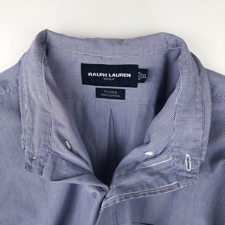 Ralph Lauren RALPH LAUREN GOLF TILDEN short sleeve button down check shirt men's XL equivalent cotton blue type Vintage Second Hand
