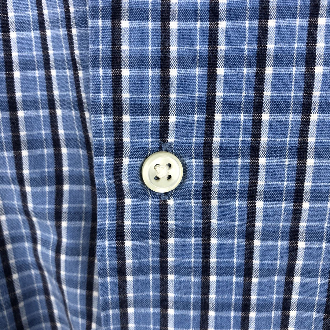 Ralph Lauren GREGGOR Short-Sleeve Button-Down Check Shirt, Boxy Shirt, Men's Size L (approx.) cotton blue type Vintage Second Hand
