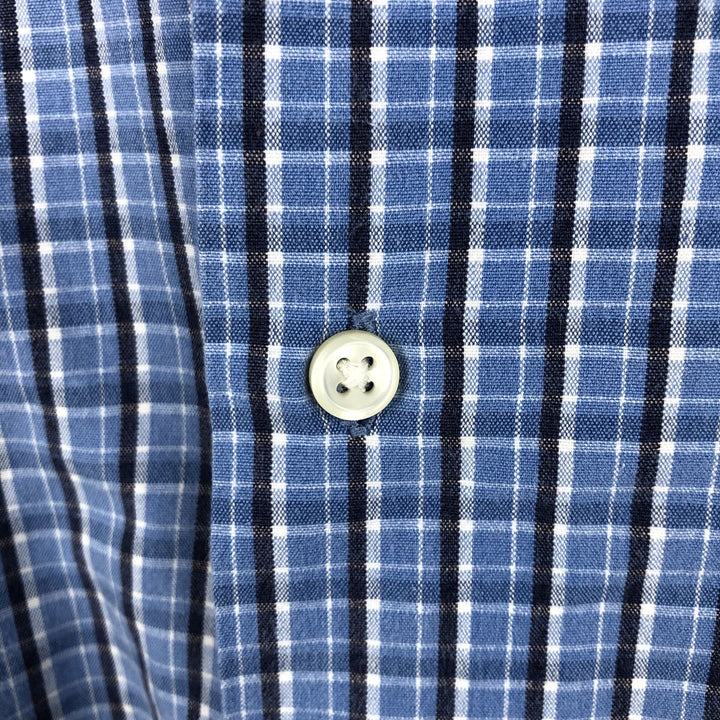 Ralph Lauren GREGGOR Short-Sleeve Button-Down Check Shirt, Boxy Shirt, Men's Size L (approx.) cotton blue type Vintage Second Hand