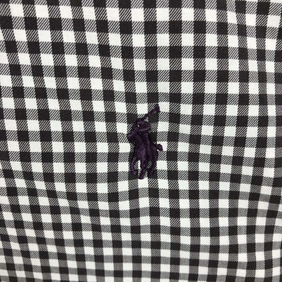Ralph Lauren CLASSIC FIT Gingham Check Short-Sleeve Button-Down Check Shirt (Men's Size L) cotton brown type Vintage Second Hand