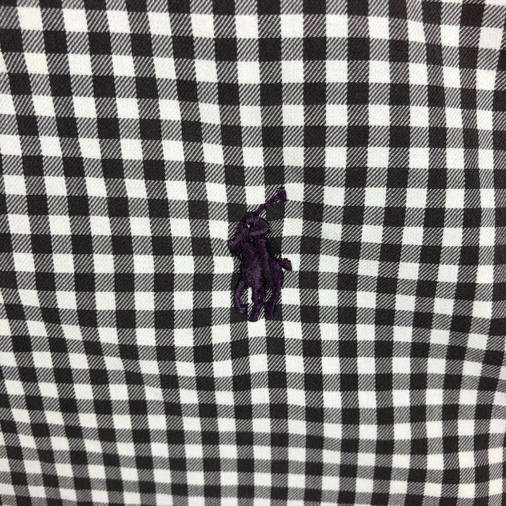 Ralph Lauren CLASSIC FIT Gingham Check Short-Sleeve Button-Down Check Shirt (Men's Size L) cotton brown type Vintage Second Hand