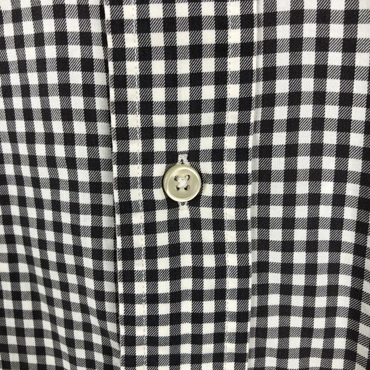 Ralph Lauren CLASSIC FIT Gingham Check Short-Sleeve Button-Down Check Shirt (Men's Size L) cotton brown type Vintage Second Hand