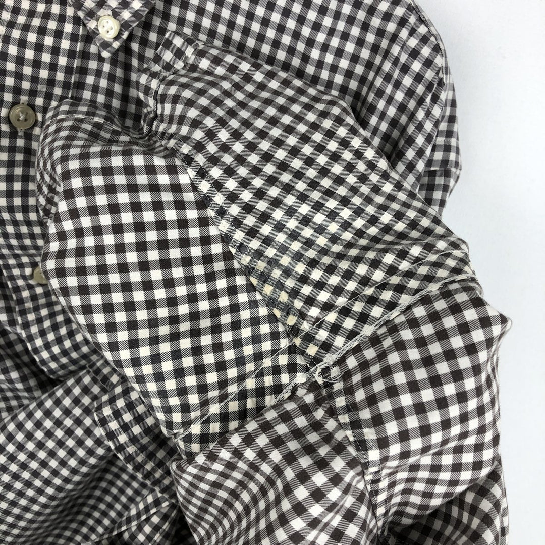 Ralph Lauren CLASSIC FIT Gingham Check Short-Sleeve Button-Down Check Shirt (Men's Size L) cotton brown type Vintage Second Hand