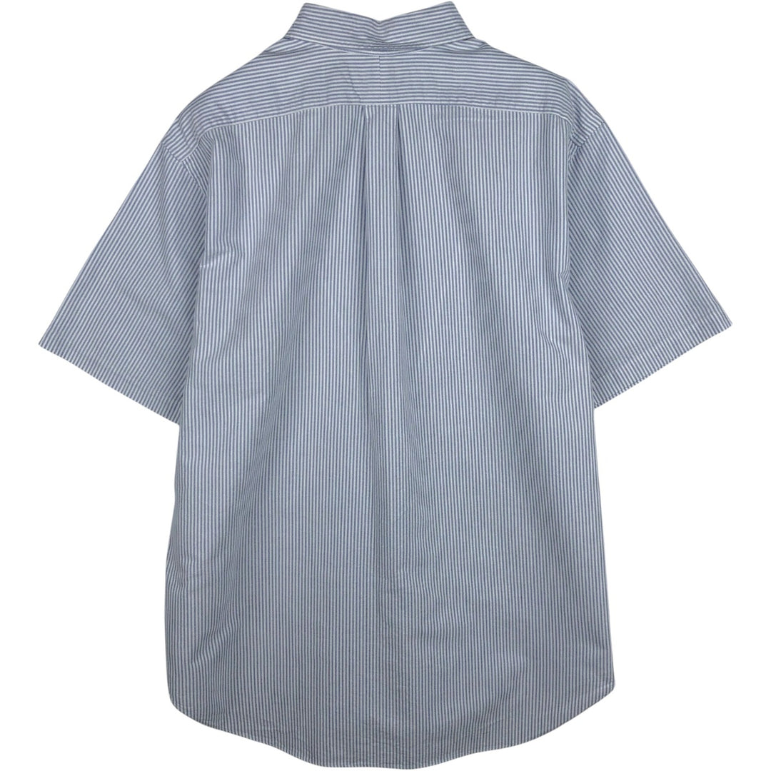 Ralph Lauren Classic Fit short sleeve button down striped shirt, men's XL size cotton blue type Vintage Second Hand