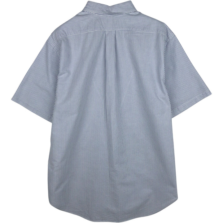 Ralph Lauren Classic Fit short sleeve button down striped shirt, men's XL size cotton blue type Vintage Second Hand