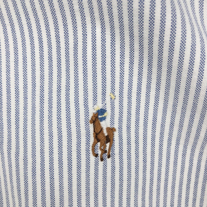 Ralph Lauren Classic Fit short sleeve button down striped shirt, men's XL size cotton blue type Vintage Second Hand