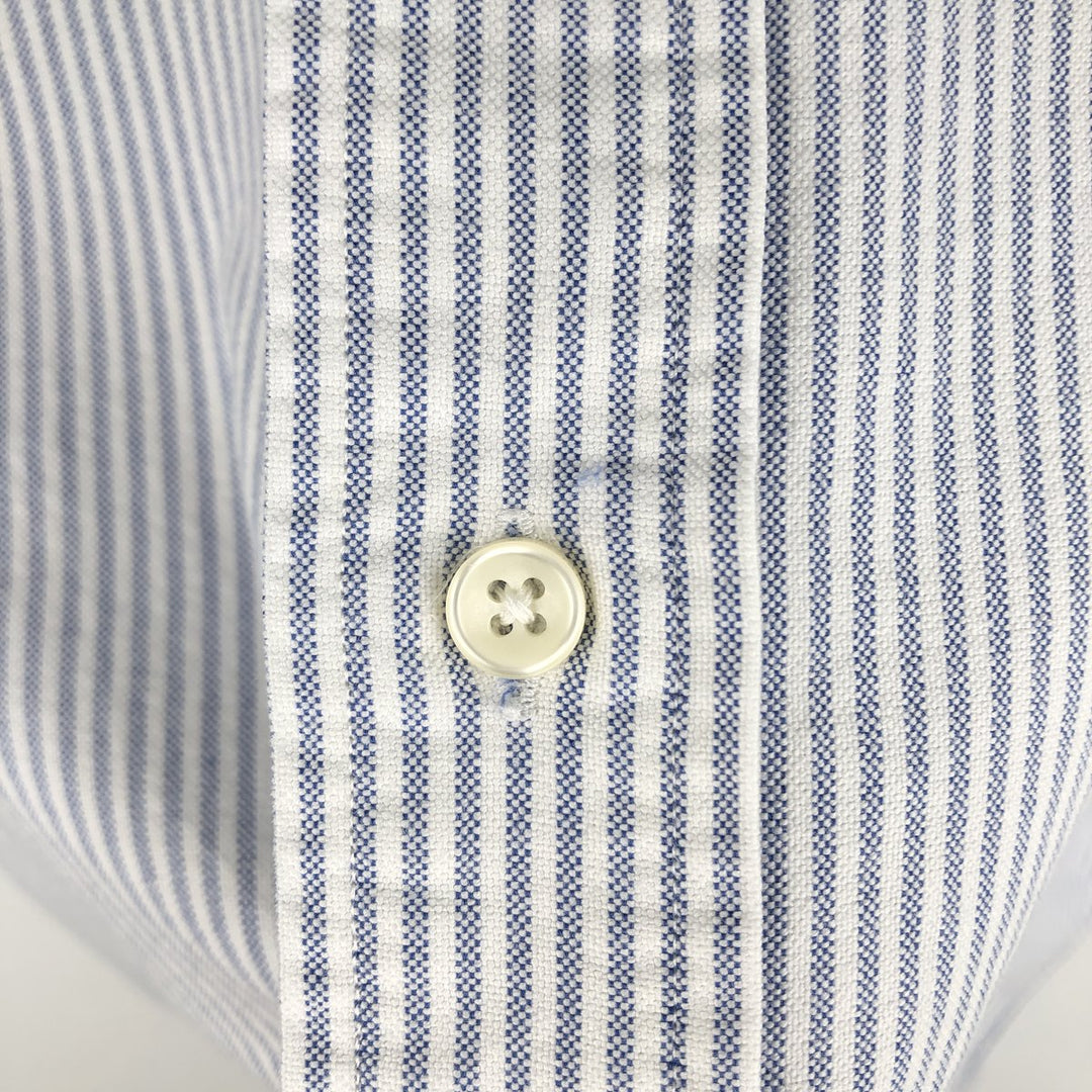 Ralph Lauren Classic Fit short sleeve button down striped shirt, men's XL size cotton blue type Vintage Second Hand