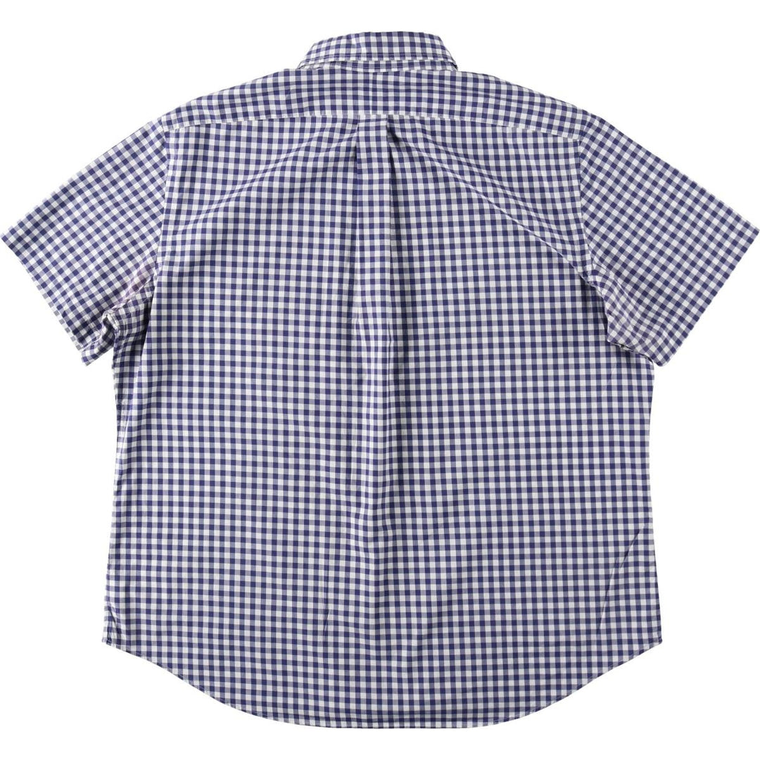 Ralph Lauren Gingham Check Short Sleeve Button Down Check Shirt Men's XL cotton white type Vintage Second Hand