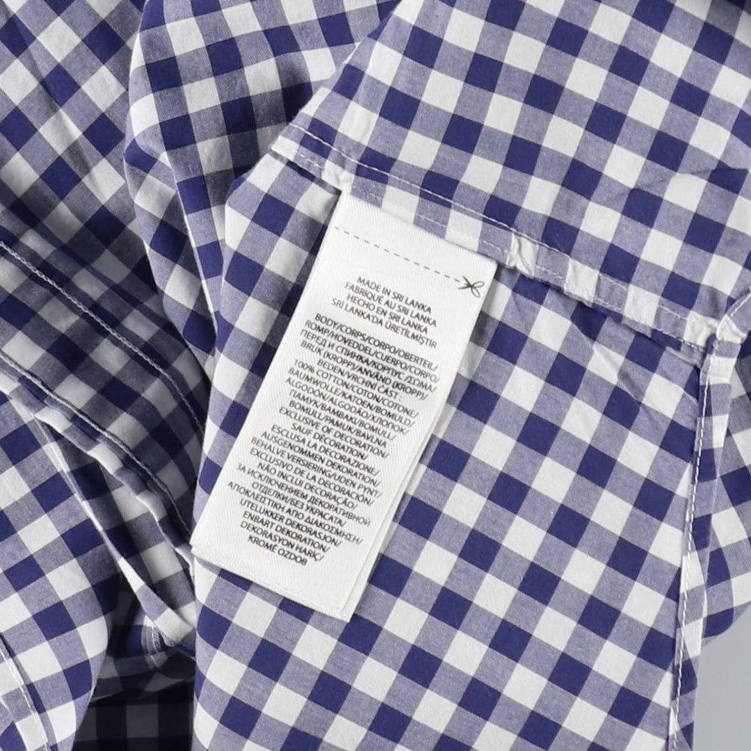 Ralph Lauren Gingham Check Short Sleeve Button Down Check Shirt Men's XL cotton white type Vintage Second Hand