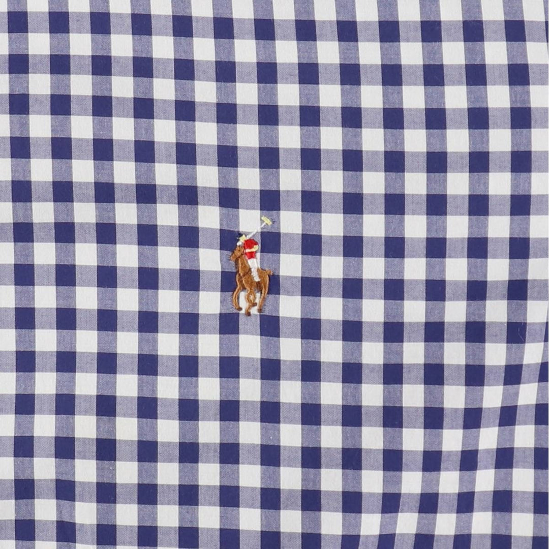 Ralph Lauren Gingham Check Short Sleeve Button Down Check Shirt Men's XL cotton white type Vintage Second Hand