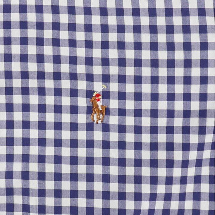 Ralph Lauren Gingham Check Short Sleeve Button Down Check Shirt Men's XL cotton white type Vintage Second Hand