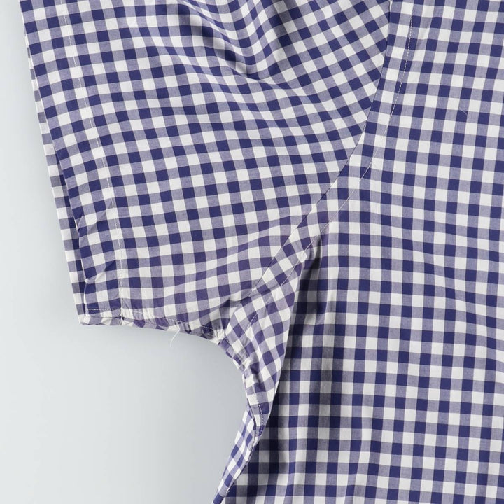 Ralph Lauren Gingham Check Short Sleeve Button Down Check Shirt Men's XL cotton white type Vintage Second Hand
