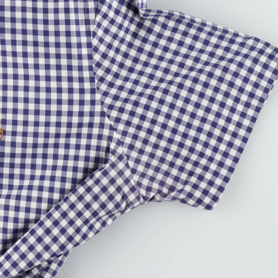 Ralph Lauren Gingham Check Short Sleeve Button Down Check Shirt Men's XL cotton white type Vintage Second Hand