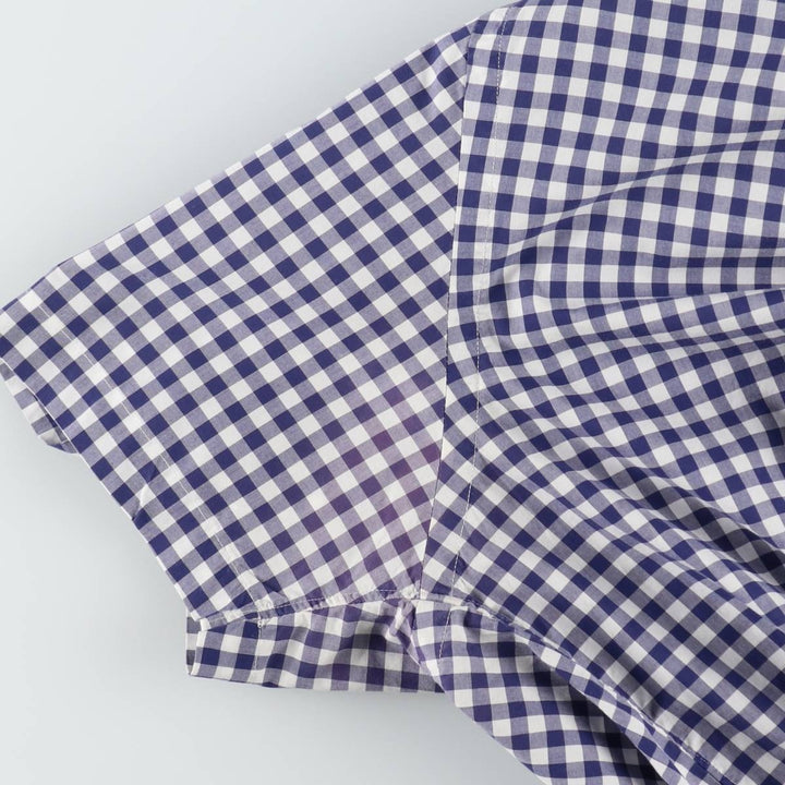 Ralph Lauren Gingham Check Short Sleeve Button Down Check Shirt Men's XL cotton white type Vintage Second Hand