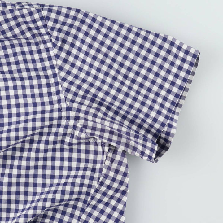 Ralph Lauren Gingham Check Short Sleeve Button Down Check Shirt Men's XL cotton white type Vintage Second Hand