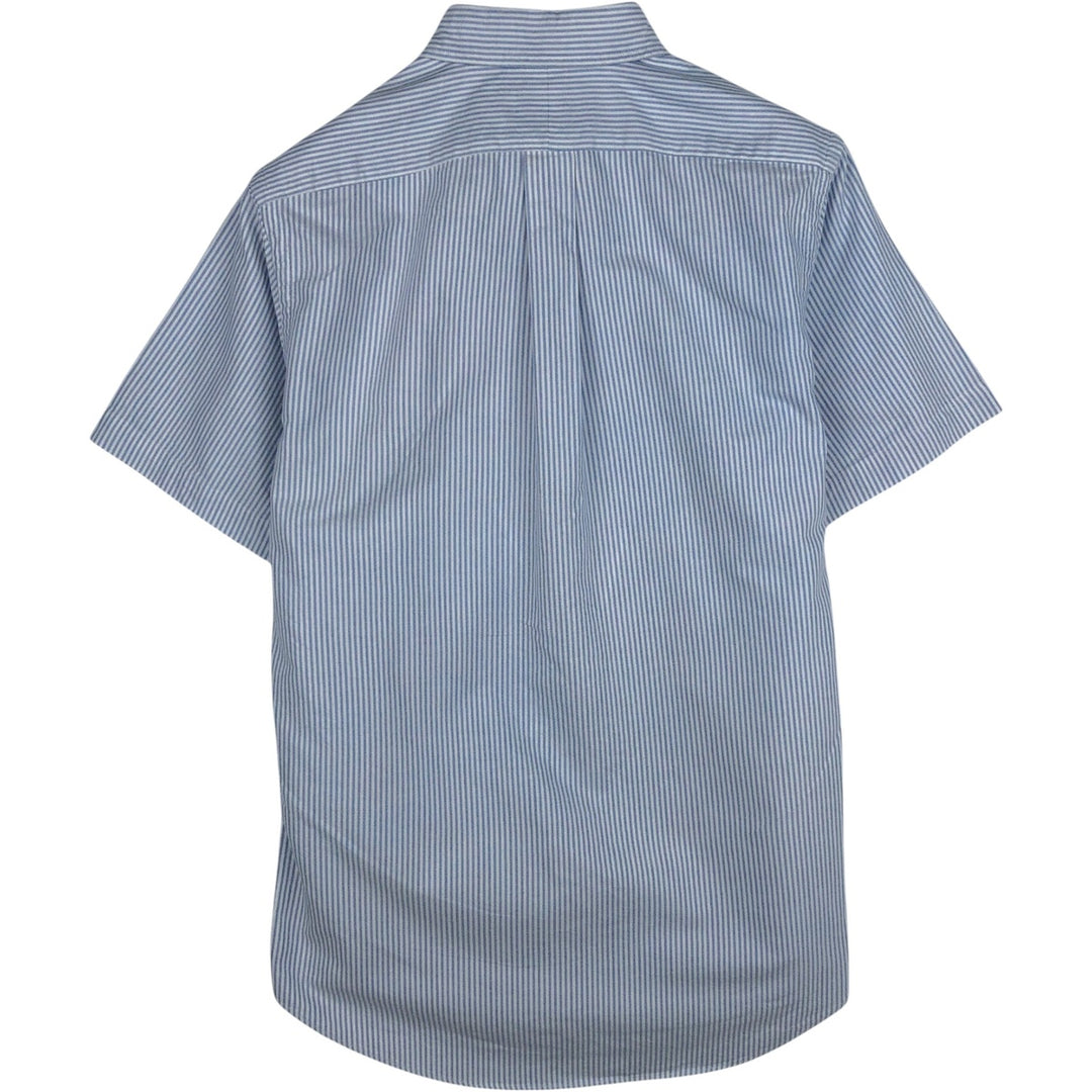 Ralph Lauren CUSTOM FIT short sleeve button down striped shirt men's size M cotton blue type Vintage Second Hand