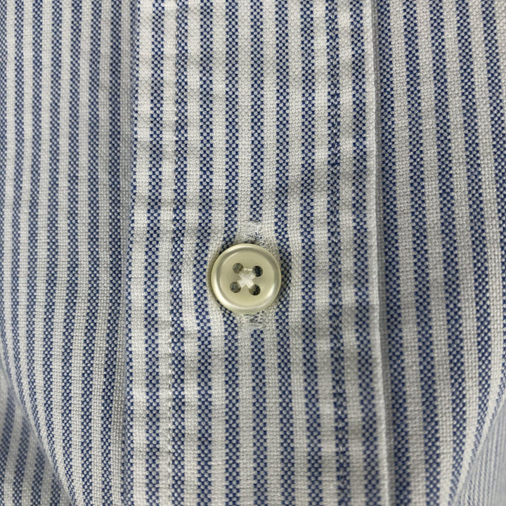 Ralph Lauren CUSTOM FIT short sleeve button down striped shirt men's size M cotton blue type Vintage Second Hand