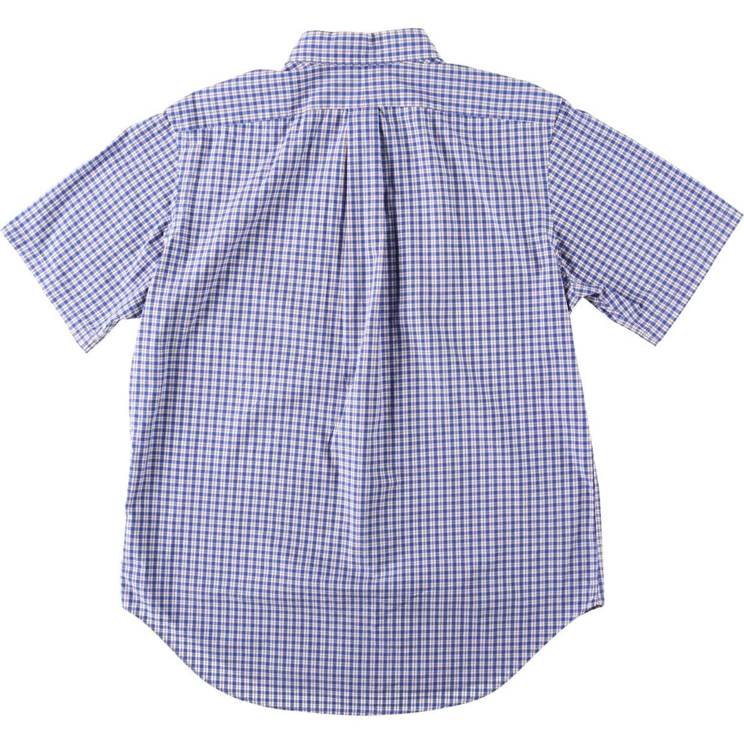 Ralph Lauren Classic Fit Short Sleeve Button Down Check Shirt Men's Size L cotton navy blue type Vintage Second Hand