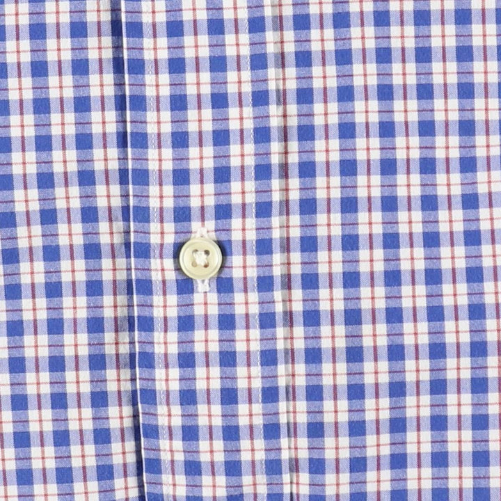 Ralph Lauren Classic Fit Short Sleeve Button Down Check Shirt Men's Size L cotton navy blue type Vintage Second Hand