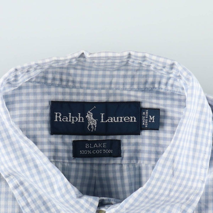 Ralph Lauren BLAKE Gingham Check Short Sleeve Button Down Check Shirt Men's M cotton Blue type light blue Vintage Second Hand