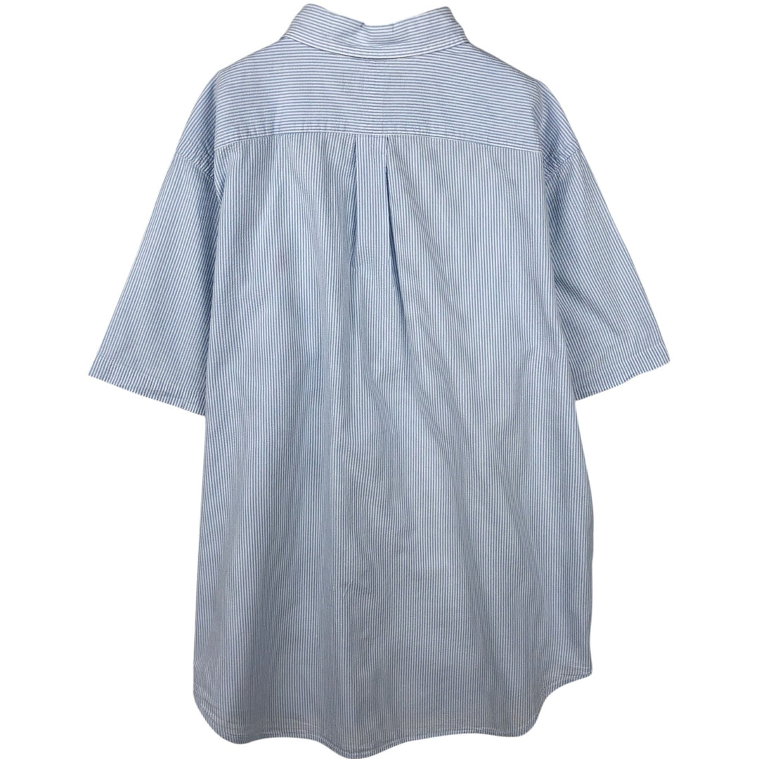Ralph Lauren Classic Fit Seersucker Short Sleeve Button Down Striped Shirt Men's XL cotton Blue type light blue Vintage Second Hand