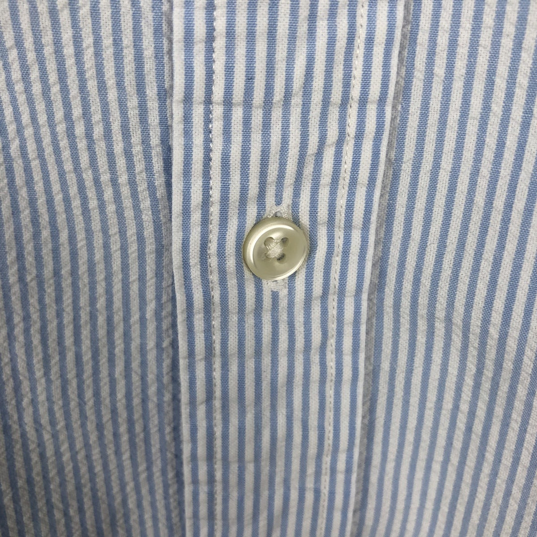 Ralph Lauren Classic Fit Seersucker Short Sleeve Button Down Striped Shirt Men's XL cotton Blue type light blue Vintage Second Hand