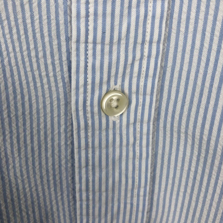 Ralph Lauren Classic Fit Seersucker Short Sleeve Button Down Striped Shirt Men's XL cotton Blue type light blue Vintage Second Hand