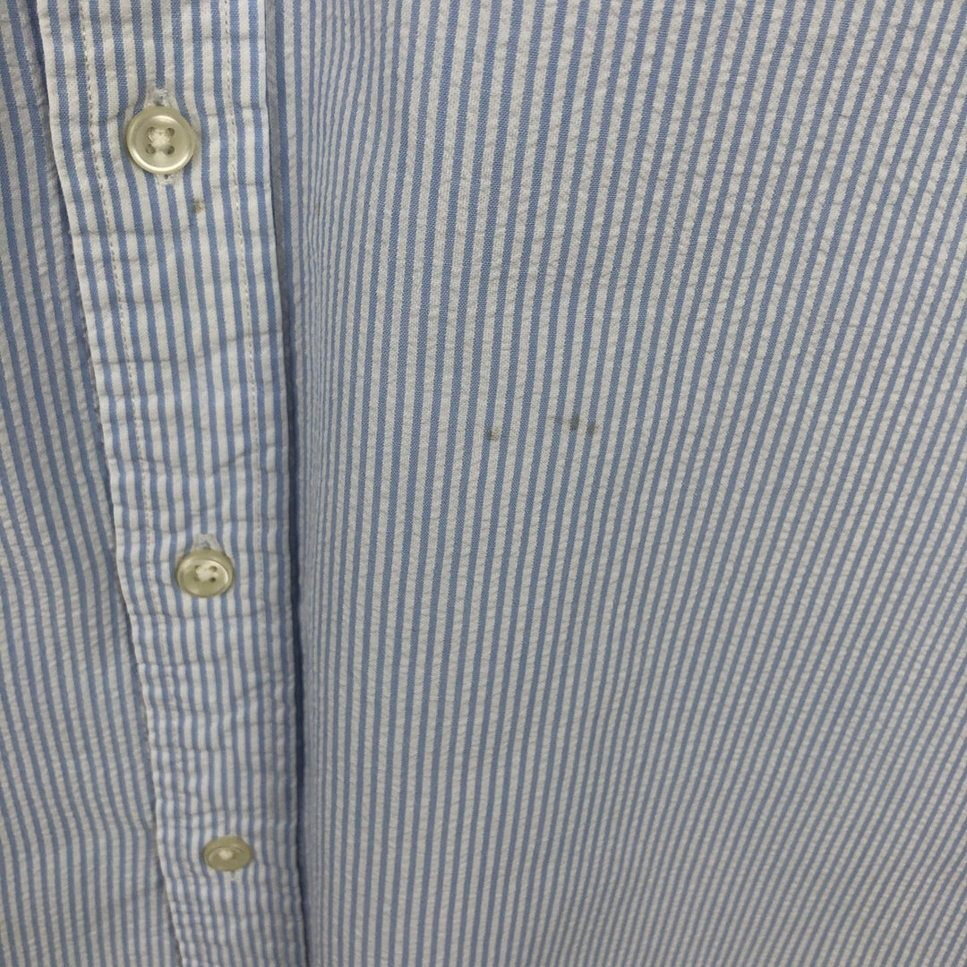 Ralph Lauren Classic Fit Seersucker Short Sleeve Button Down Striped Shirt Men's XL cotton Blue type light blue Vintage Second Hand