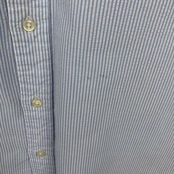 Ralph Lauren Classic Fit Seersucker Short Sleeve Button Down Striped Shirt Men's XL cotton Blue type light blue Vintage Second Hand