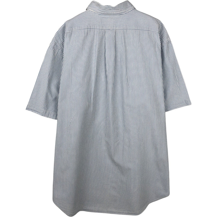 Ralph Lauren Classic Fit Seersucker Short Sleeve Button Down Striped Shirt Men's XL cotton Blue type light blue Vintage Second Hand