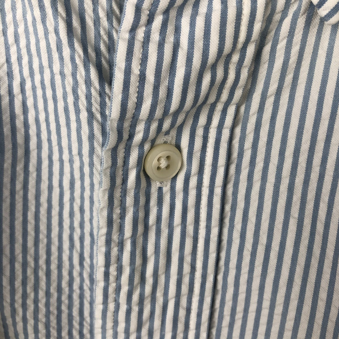 Ralph Lauren Classic Fit Seersucker Short Sleeve Button Down Striped Shirt Men's XL cotton Blue type light blue Vintage Second Hand