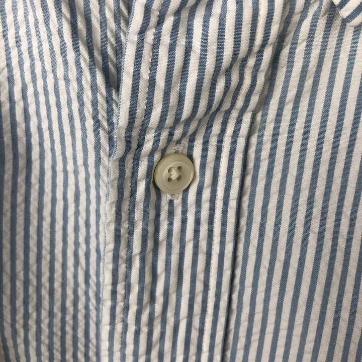 Ralph Lauren Classic Fit Seersucker Short Sleeve Button Down Striped Shirt Men's XL cotton Blue type light blue Vintage Second Hand