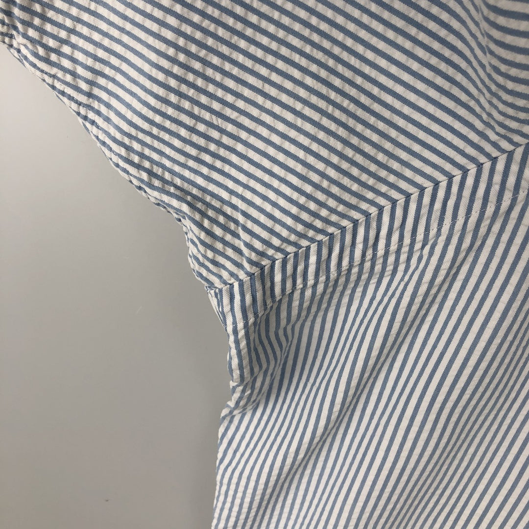 Ralph Lauren Classic Fit Seersucker Short Sleeve Button Down Striped Shirt Men's XL cotton Blue type light blue Vintage Second Hand