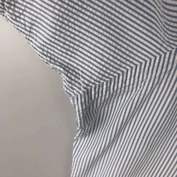 Ralph Lauren Classic Fit Seersucker Short Sleeve Button Down Striped Shirt Men's XL cotton Blue type light blue Vintage Second Hand