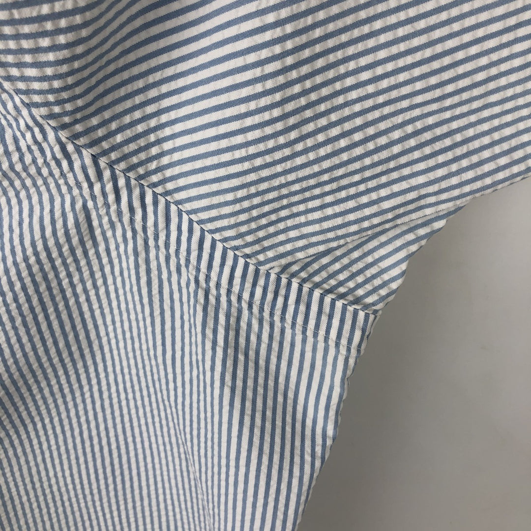 Ralph Lauren Classic Fit Seersucker Short Sleeve Button Down Striped Shirt Men's XL cotton Blue type light blue Vintage Second Hand