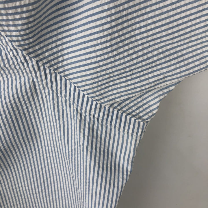 Ralph Lauren Classic Fit Seersucker Short Sleeve Button Down Striped Shirt Men's XL cotton Blue type light blue Vintage Second Hand