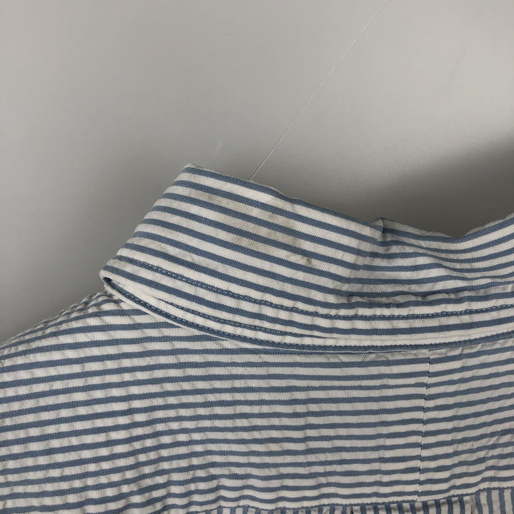 Ralph Lauren Classic Fit Seersucker Short Sleeve Button Down Striped Shirt Men's XL cotton Blue type light blue Vintage Second Hand