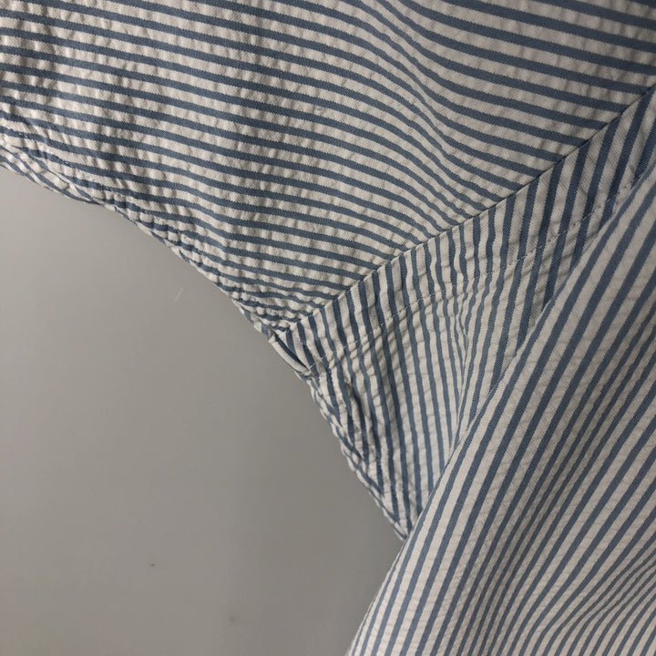 Ralph Lauren Classic Fit Seersucker Short Sleeve Button Down Striped Shirt Men's XL cotton Blue type light blue Vintage Second Hand