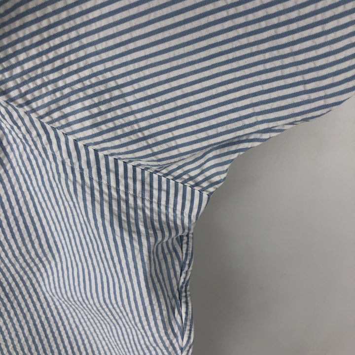 Ralph Lauren Classic Fit Seersucker Short Sleeve Button Down Striped Shirt Men's XL cotton Blue type light blue Vintage Second Hand