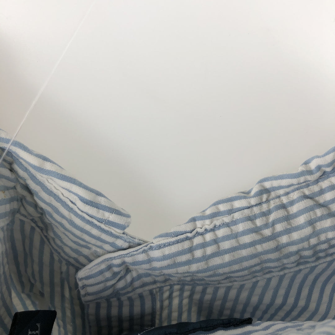 Ralph Lauren Classic Fit Seersucker Short Sleeve Button Down Striped Shirt Men's XL cotton Blue type light blue Vintage Second Hand