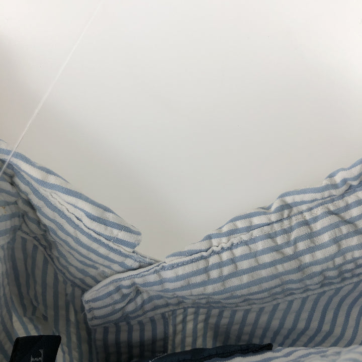 Ralph Lauren Classic Fit Seersucker Short Sleeve Button Down Striped Shirt Men's XL cotton Blue type light blue Vintage Second Hand