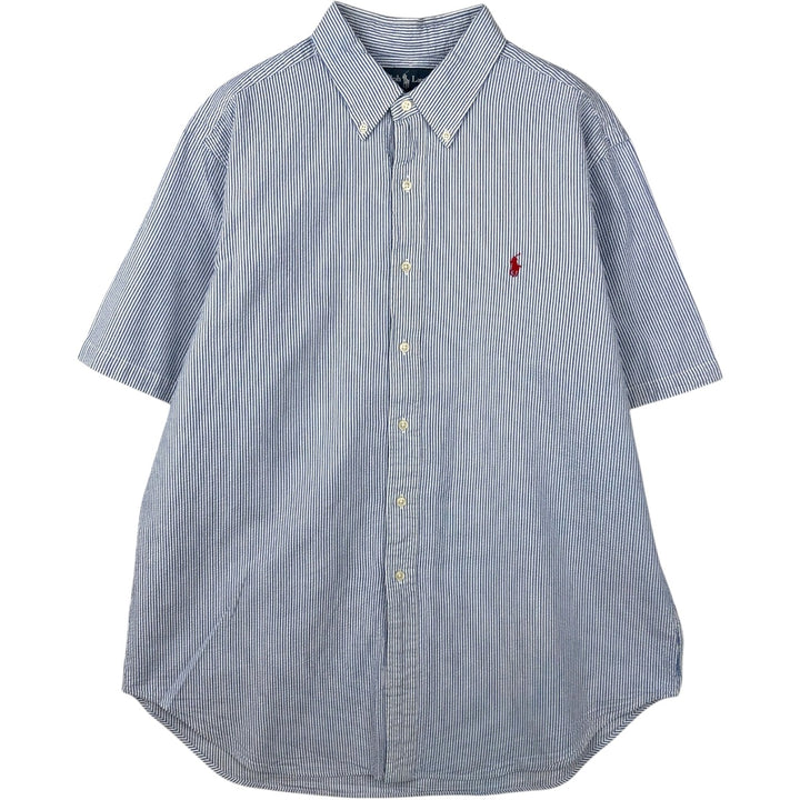 Ralph Lauren Classic Fit Seersucker Short Sleeve Button Down Striped Shirt Men's XL cotton white type Vintage Second Hand