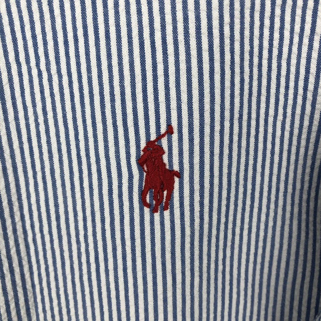 Ralph Lauren Classic Fit Seersucker Short Sleeve Button Down Striped Shirt Men's XL cotton white type Vintage Second Hand