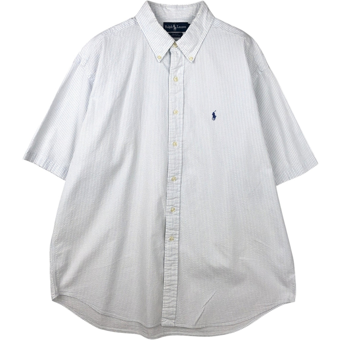 Ralph Lauren BLAKE Seersucker Short Sleeve Button Down Striped Shirt Men's XL cotton white type Vintage Second Hand