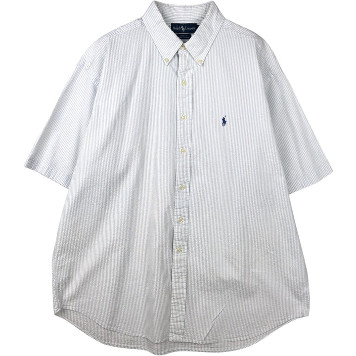 Ralph Lauren BLAKE Seersucker Short Sleeve Button Down Striped Shirt Men's XL cotton white type Vintage Second Hand
